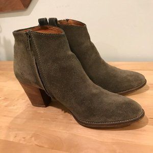 Madewell green suede ankle boots high heel Sz 7.5